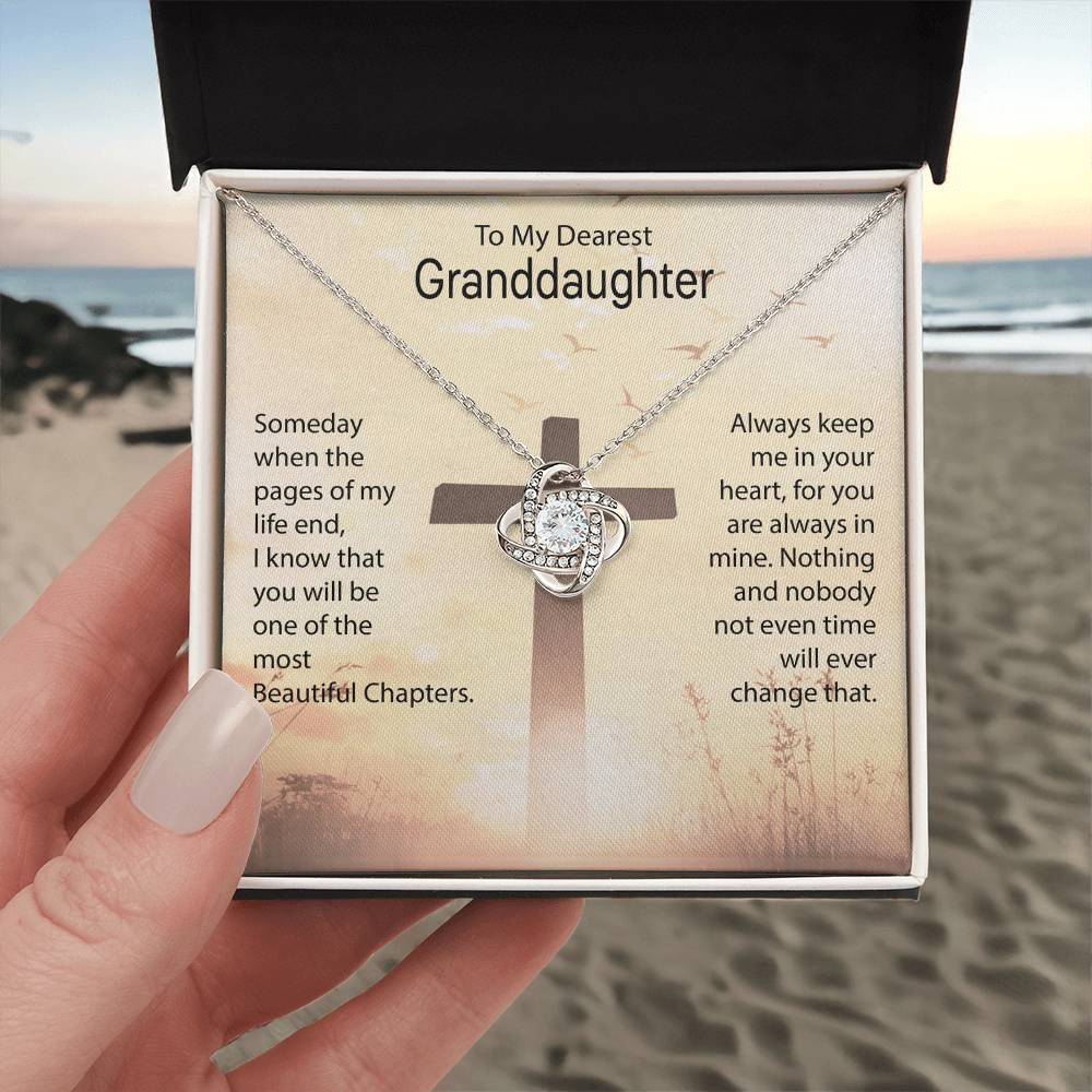 To My Granddaughter "Always Keep Me In Your Heart" Knot Necklace