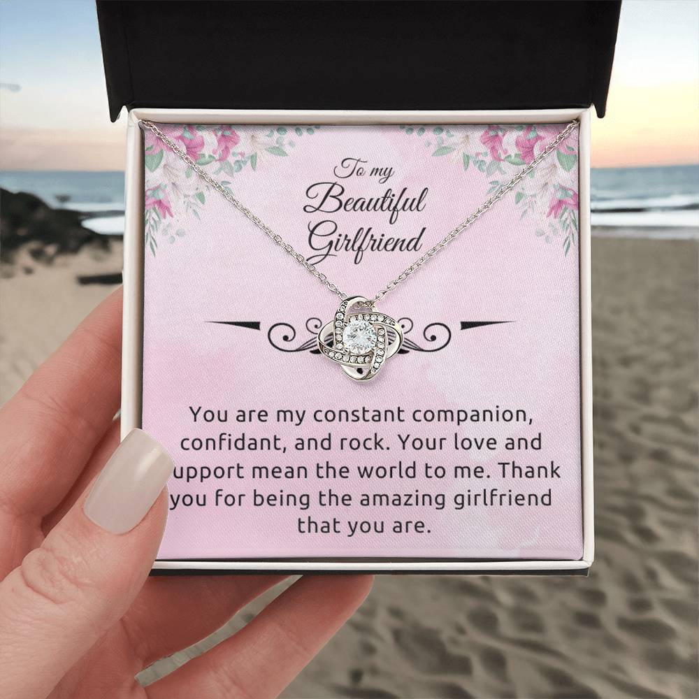 To My Girlfriend "Your Are My Rock" Knot Necklace