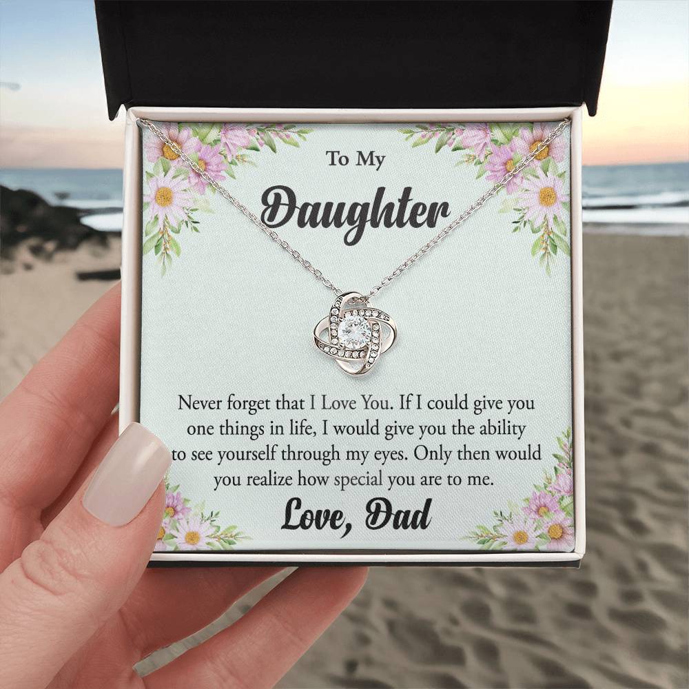 To My Daughter "Never Forget That I Love You" Knot Necklace