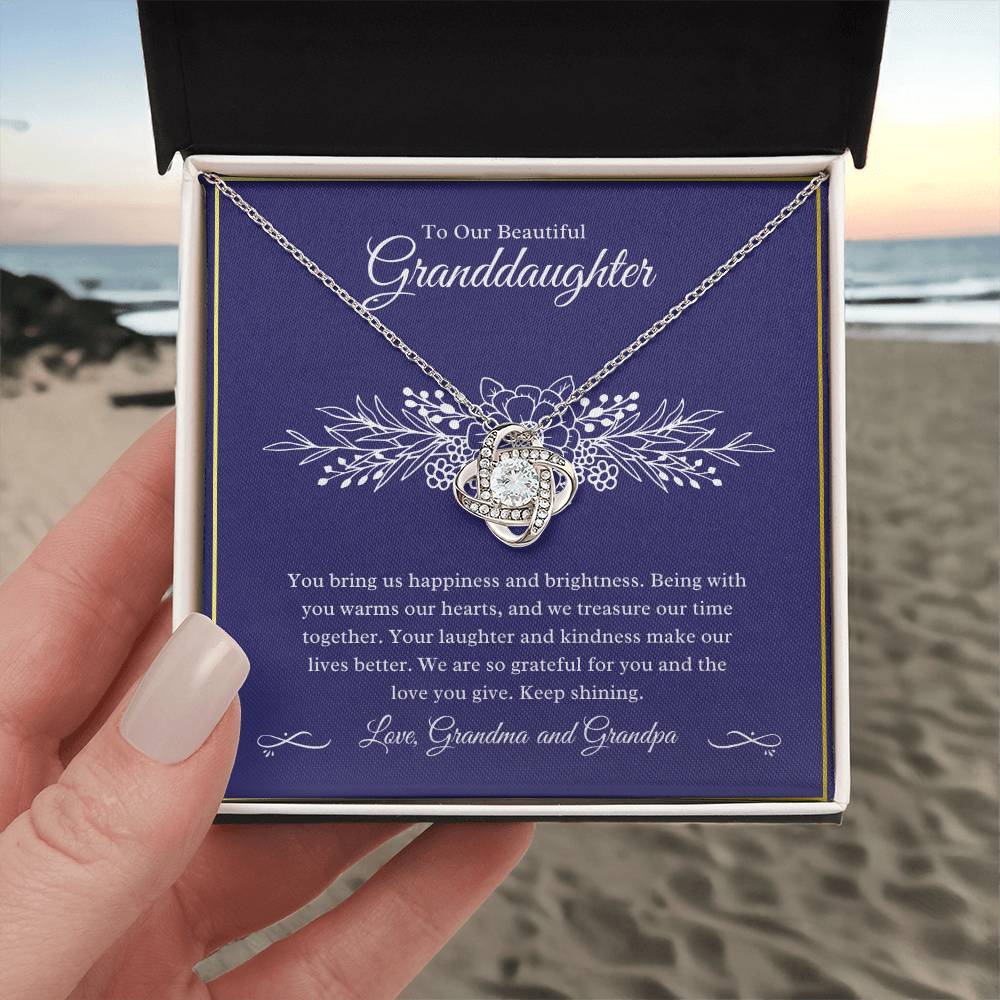 Gift For Granddaughter "You Bring Us Happiness" Knot Necklace