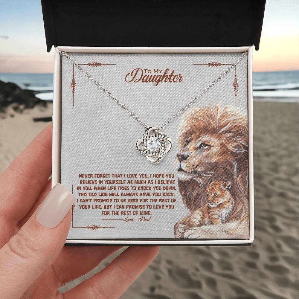 To My Beautiful Daughter "Never Forget That I Love You" Knot Necklace