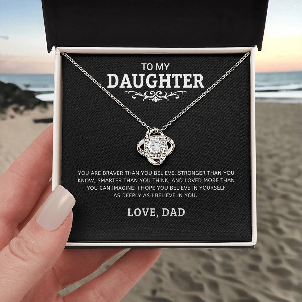 To My Daughter "I Believe In You" Knot Necklace