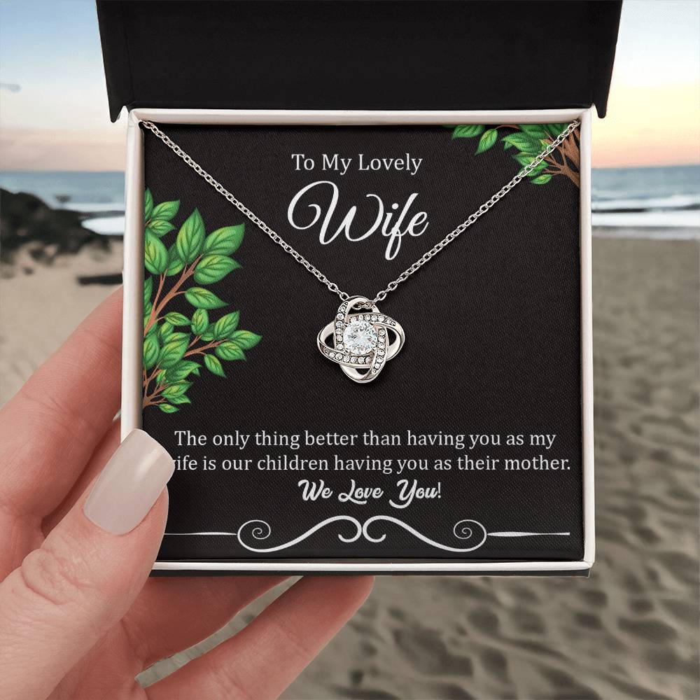 To My Lovely Wife "We Love You" Knot Necklace