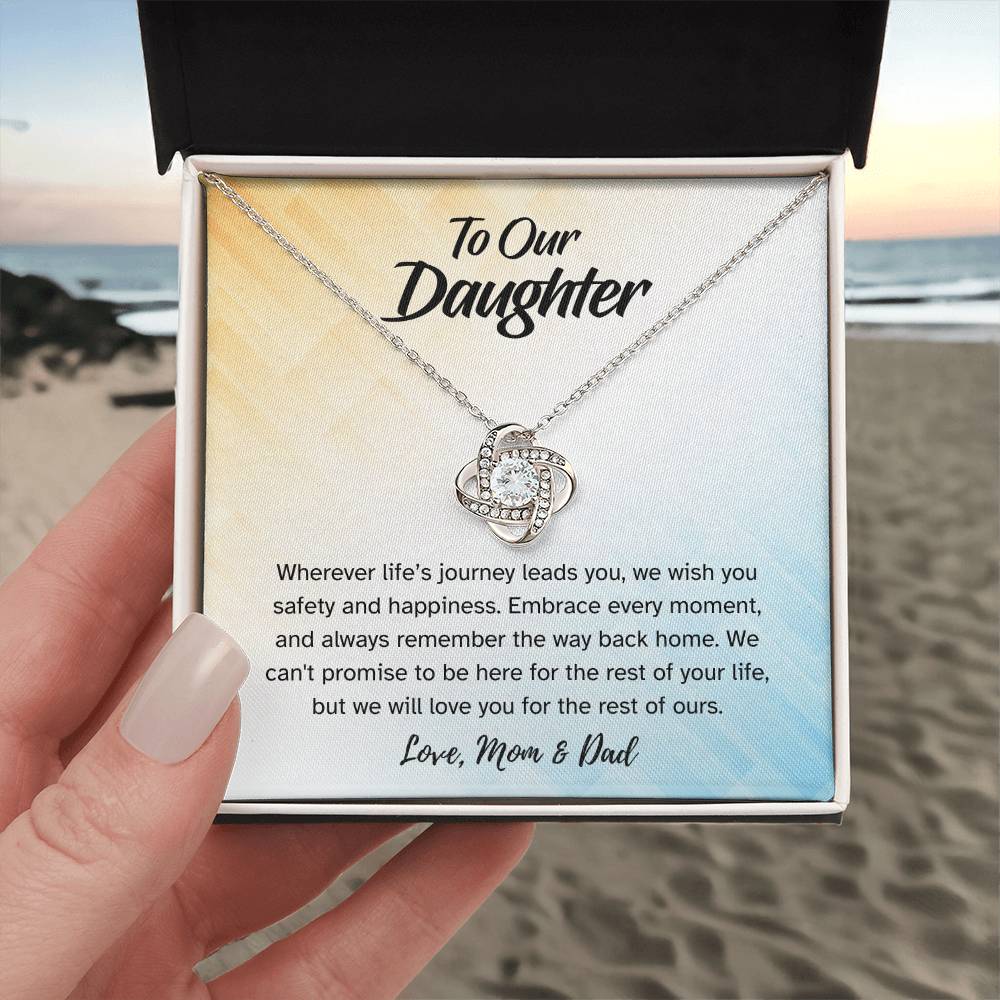 Gift For Daughter "We Wish You Happiness" Knot Necklace