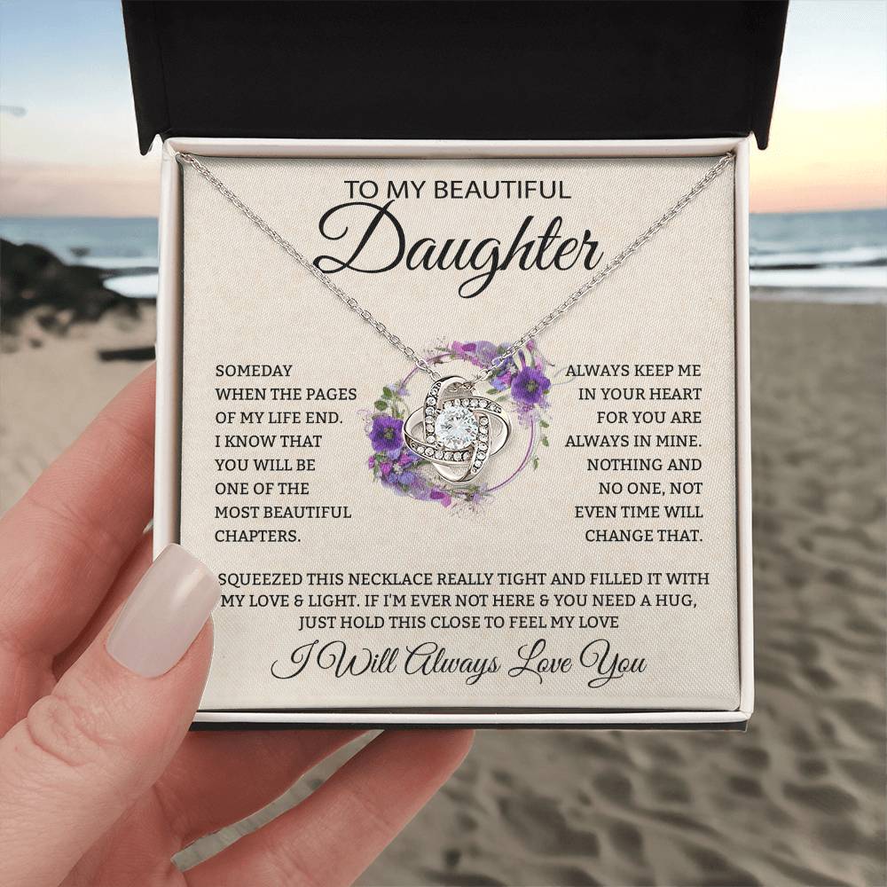 To My Daughter "I Will Always Love You" Knot Necklace