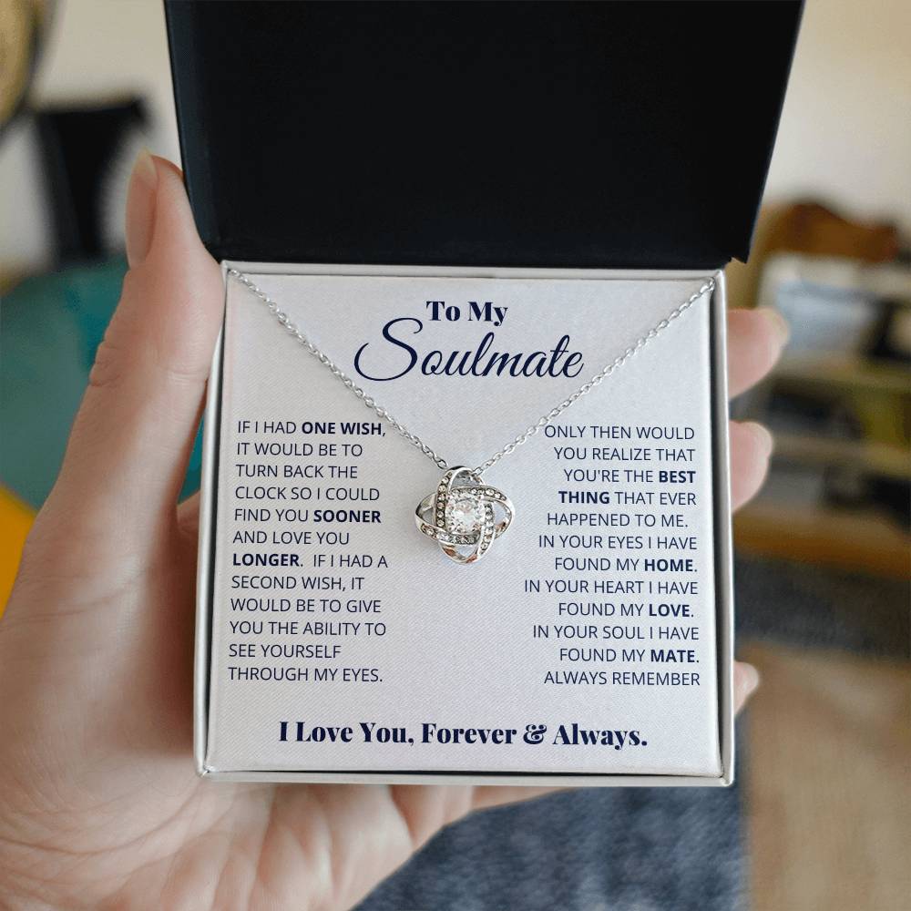 To My Soulmate "I Love You, Forever & Always" Knot Necklace