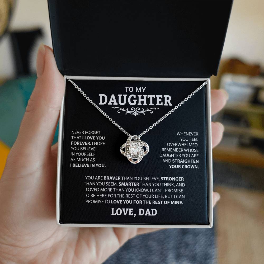 To My Daughter "Never Forget I Love You" Knot Necklace