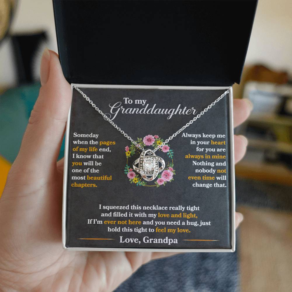 To My Granddaughter "Hold This Tight To Feel My Love" Knot Necklace