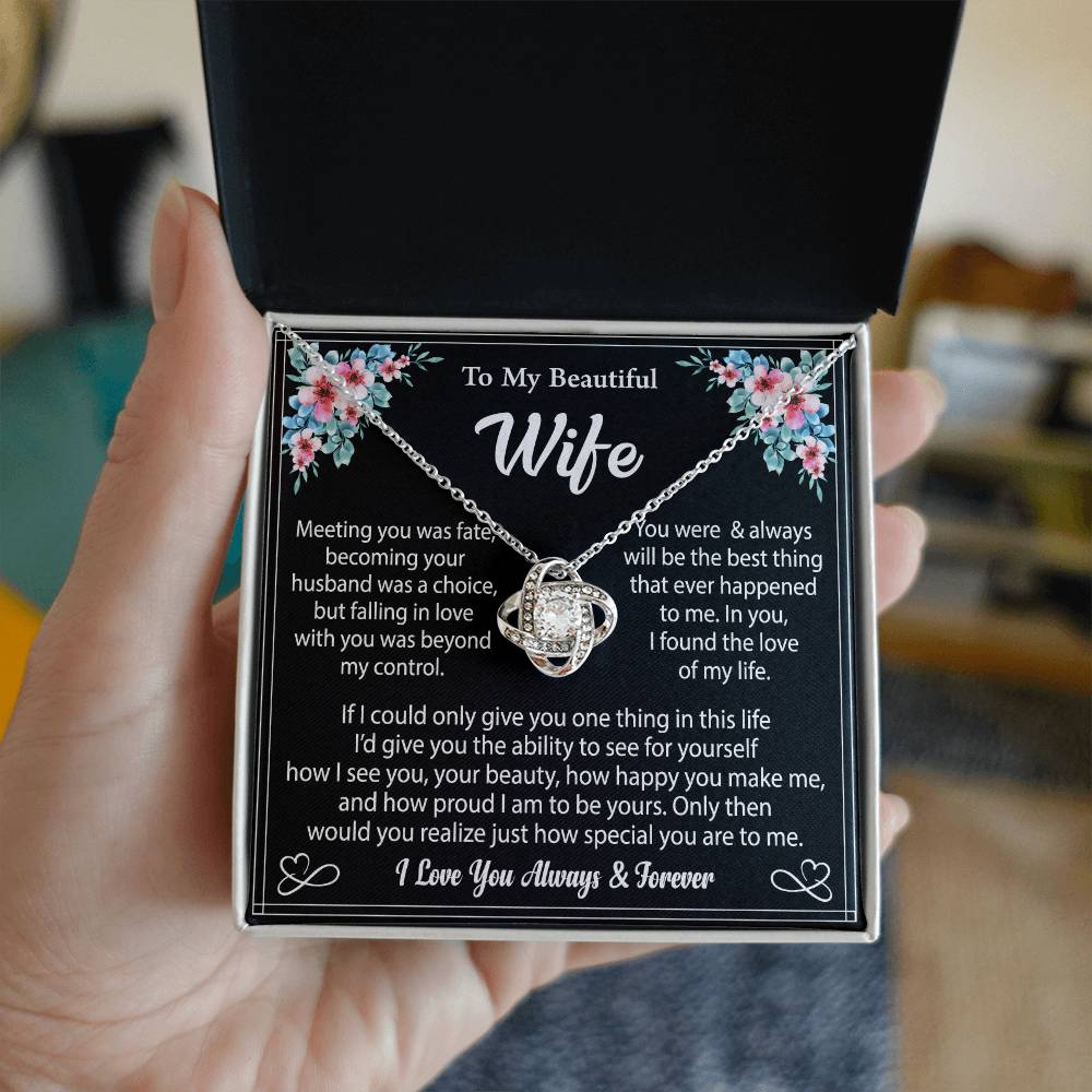 To My Wife "I Love You Always And Forever" Knot Necklace