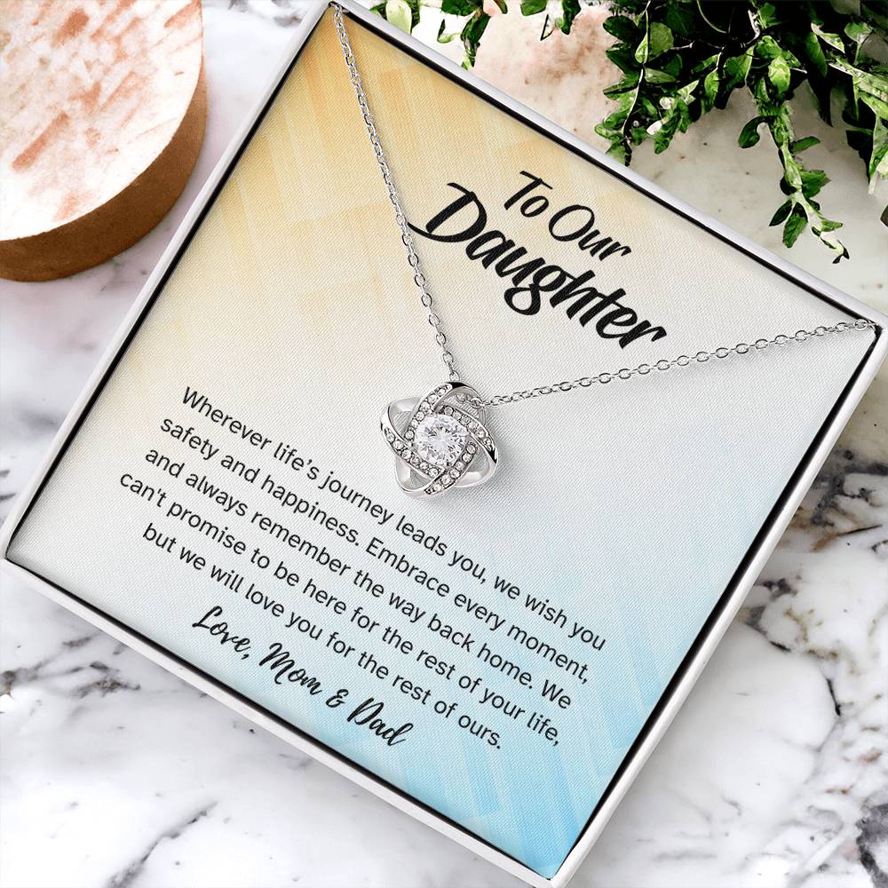 Gift For Daughter "We Wish You Happiness" Knot Necklace