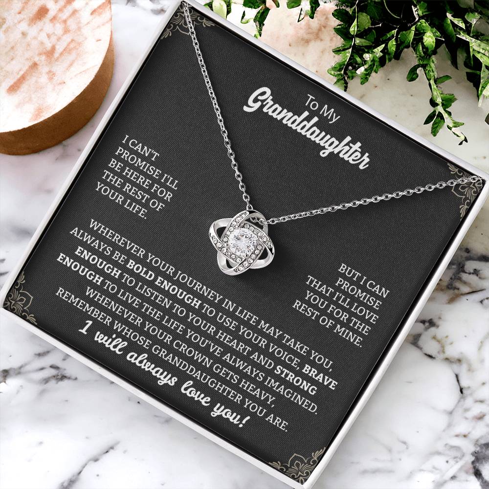 To My Granddaughter "Remember Who's Granddaughter You Are" Knot Necklace
