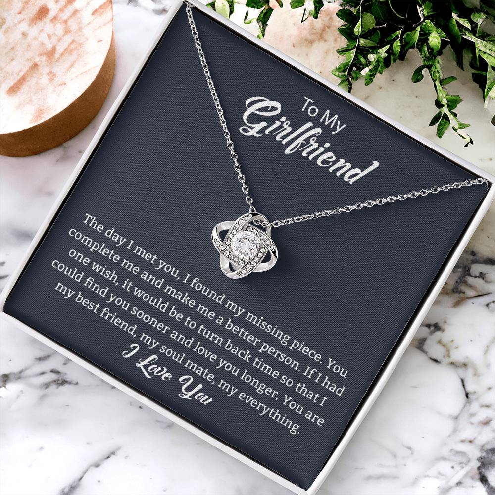 To My Girlfriend "You Complete Me" Knot Necklace
