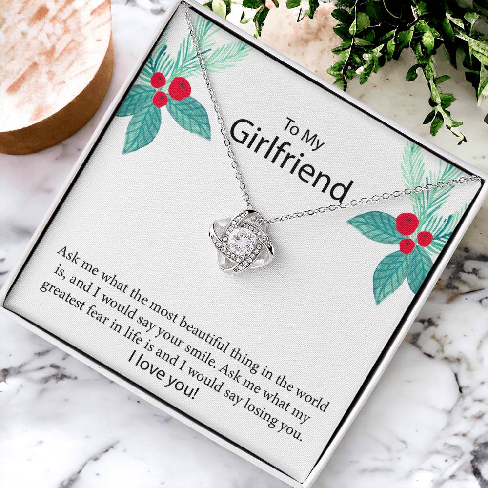 To My Girlfriend "The Most Beautiful Thing In The World" Knot Necklace