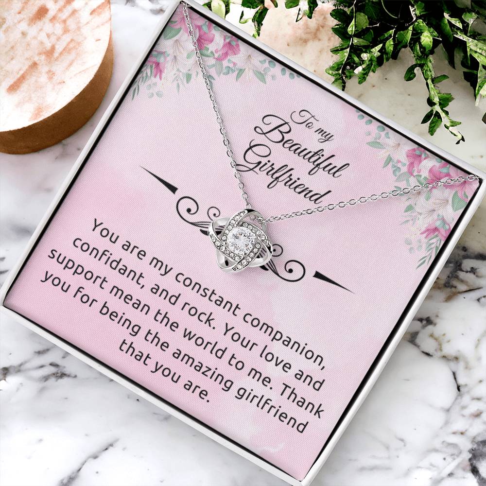 To My Girlfriend "Your Are My Rock" Knot Necklace
