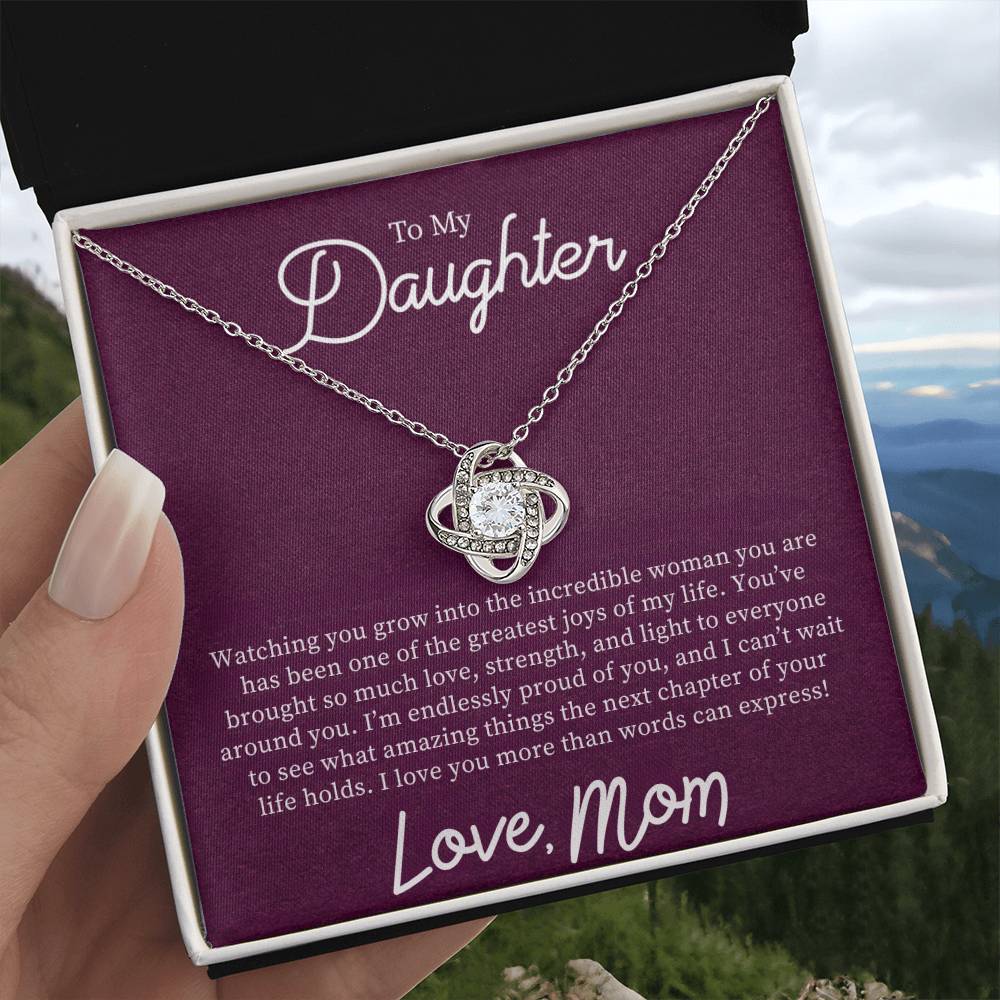 To My Daughter "I'm Endlessly Proud Of You" Knot Necklace