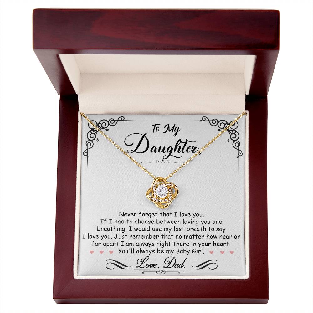 To My Daughter "I'm Always In Your Heart" Knot Necklace