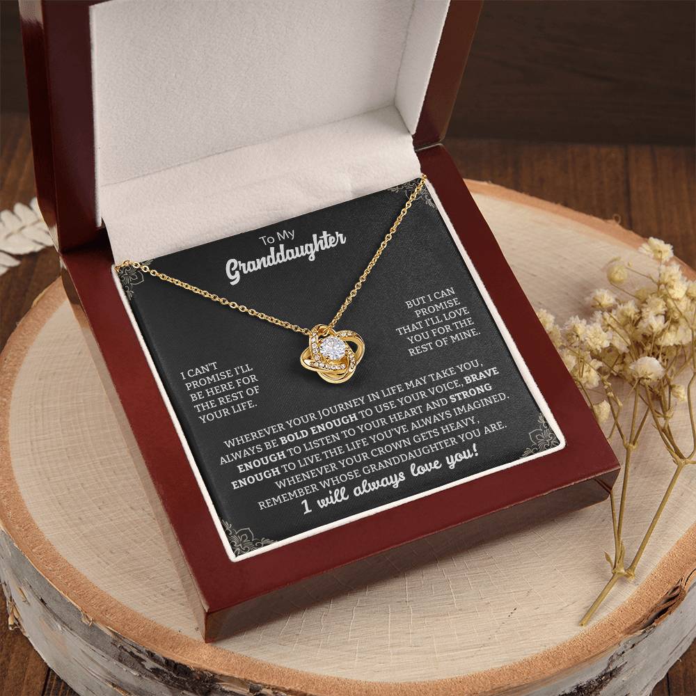 To My Granddaughter "Remember Who's Granddaughter You Are" Knot Necklace