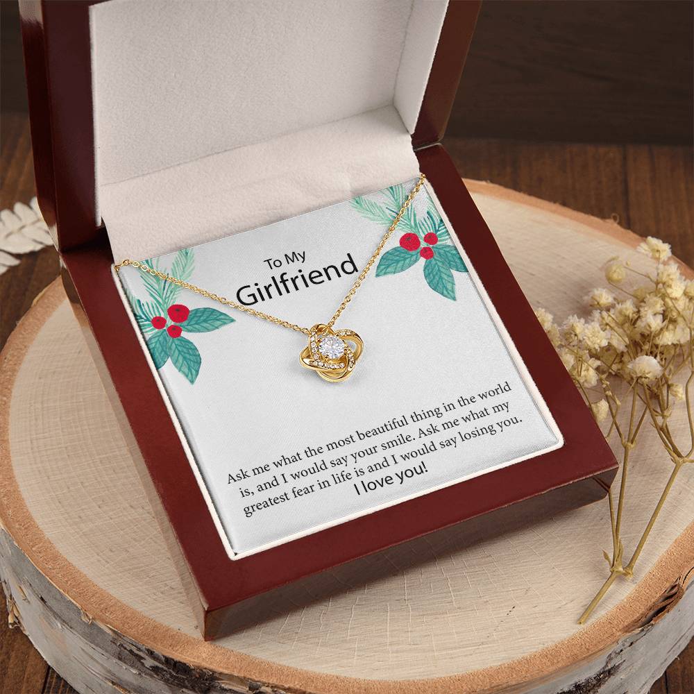 To My Girlfriend "The Most Beautiful Thing In The World" Knot Necklace