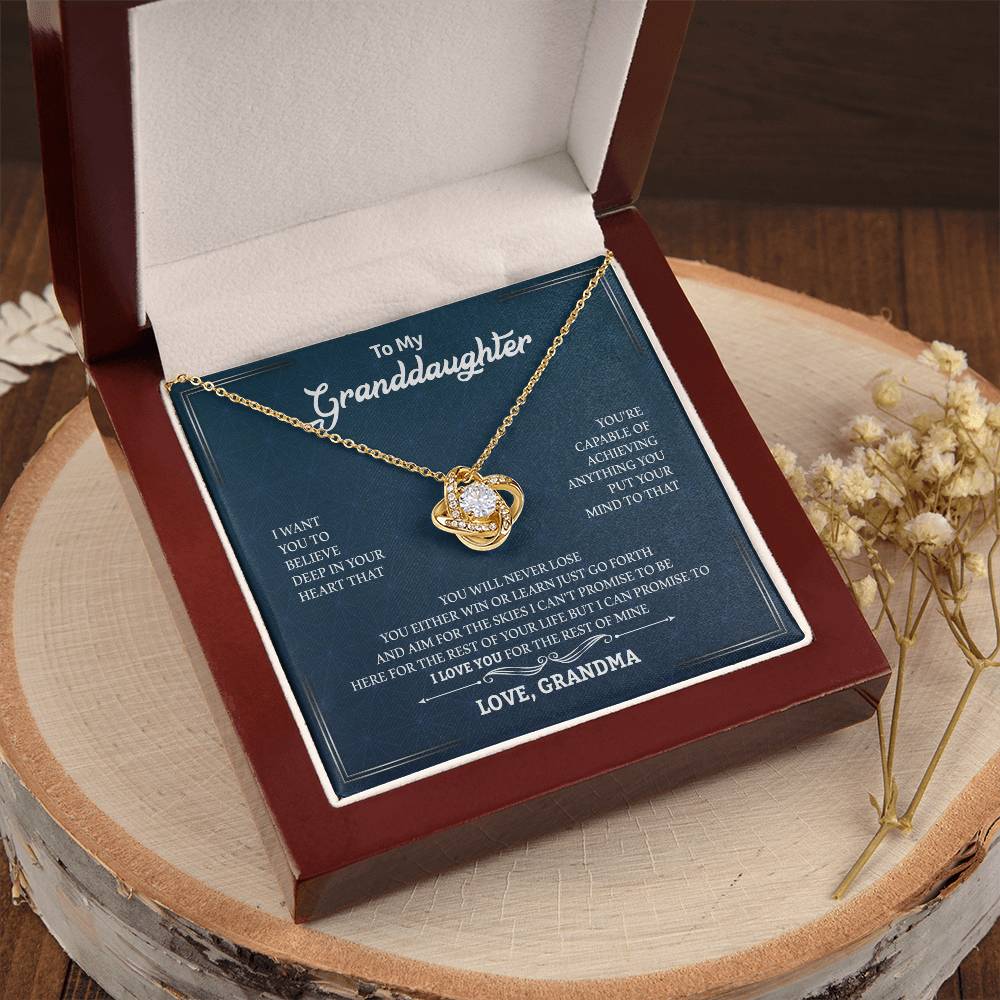 To My Granddaughter "You Will Never Lose" Knot Necklace