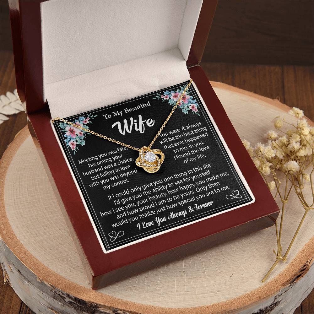 To My Wife "I Love You Always And Forever" Knot Necklace