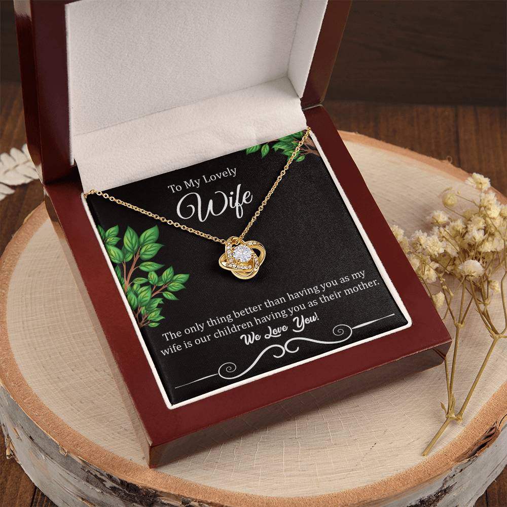 To My Lovely Wife "We Love You" Knot Necklace