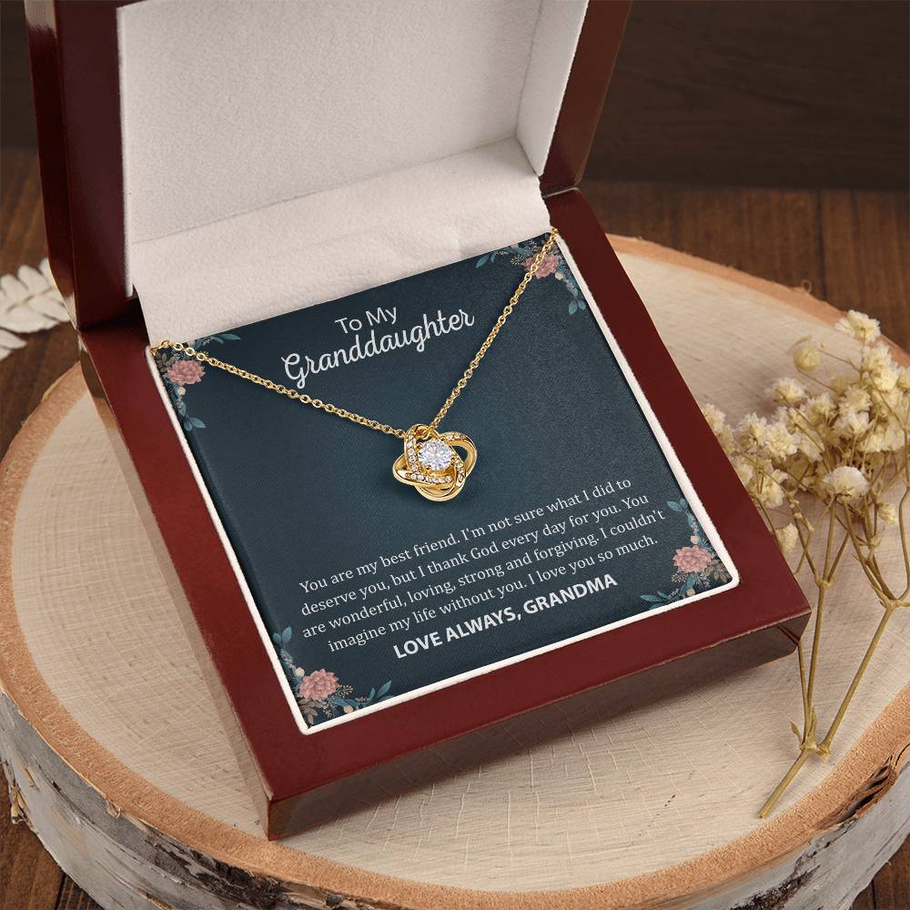 To My Granddaughter "You Are My Best Friend" Knot Necklace