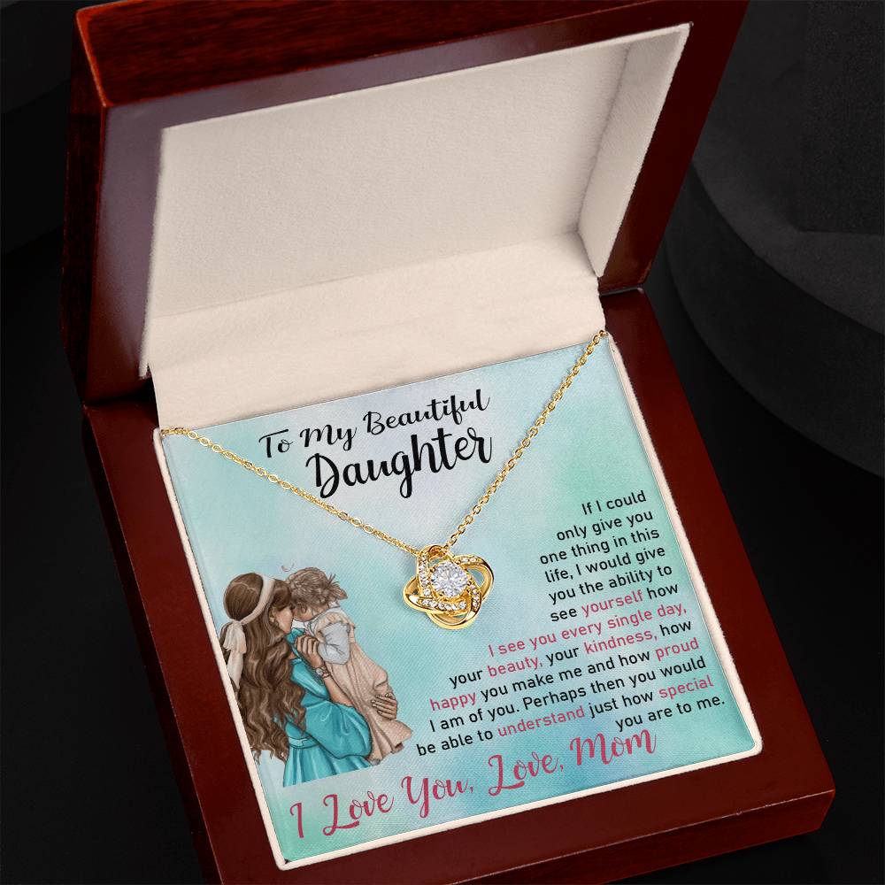 To My Daughter "I Love You" Knot Necklace