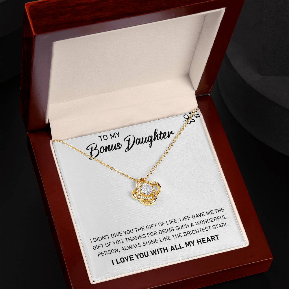 To My Bonus Daughter "Always Shine Like The Brightest Star" Knot Necklace