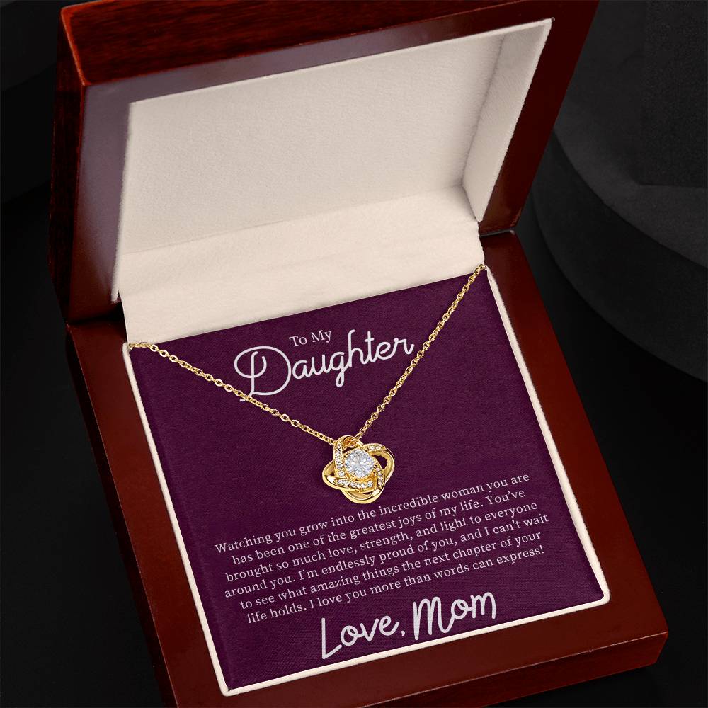 To My Daughter "I'm Endlessly Proud Of You" Knot Necklace