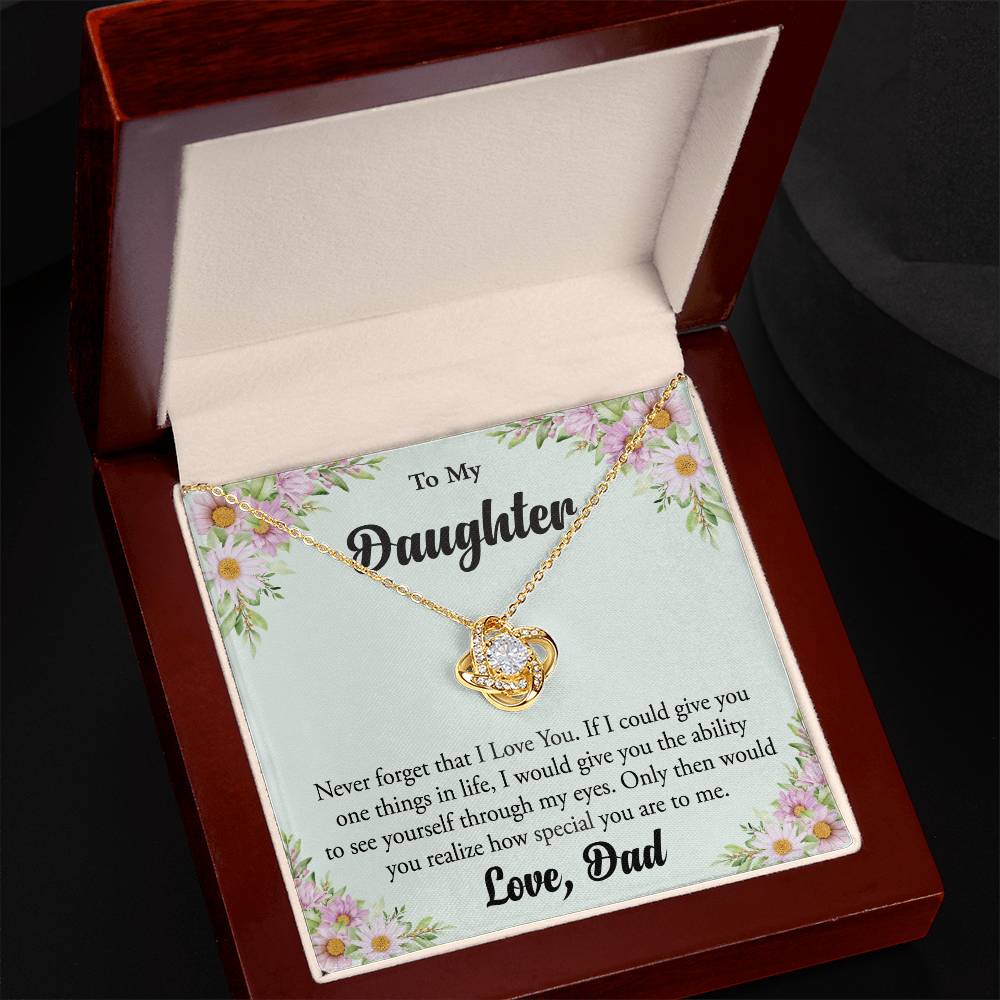 To My Daughter "Never Forget That I Love You" Knot Necklace