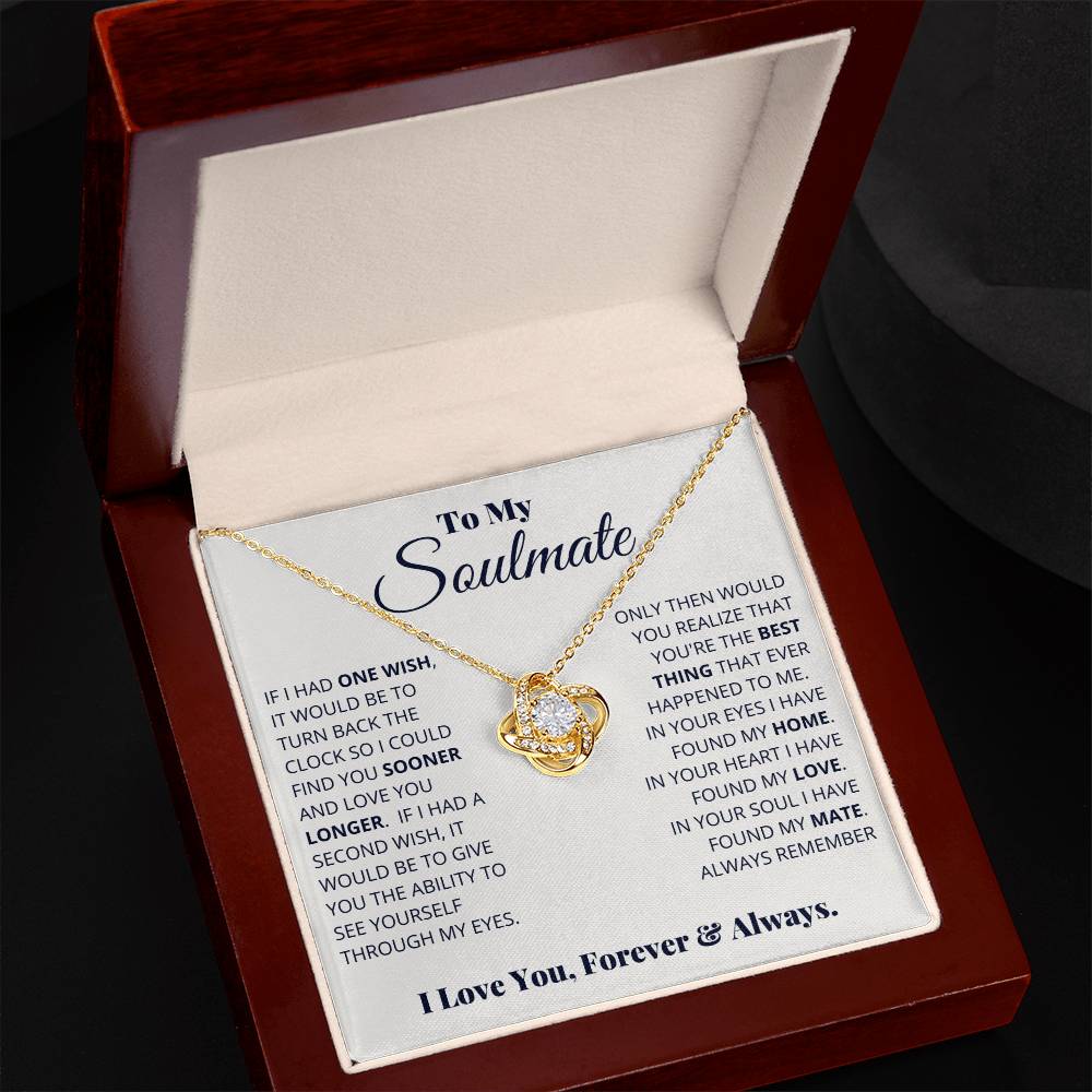 To My Soulmate "I Love You, Forever & Always" Knot Necklace