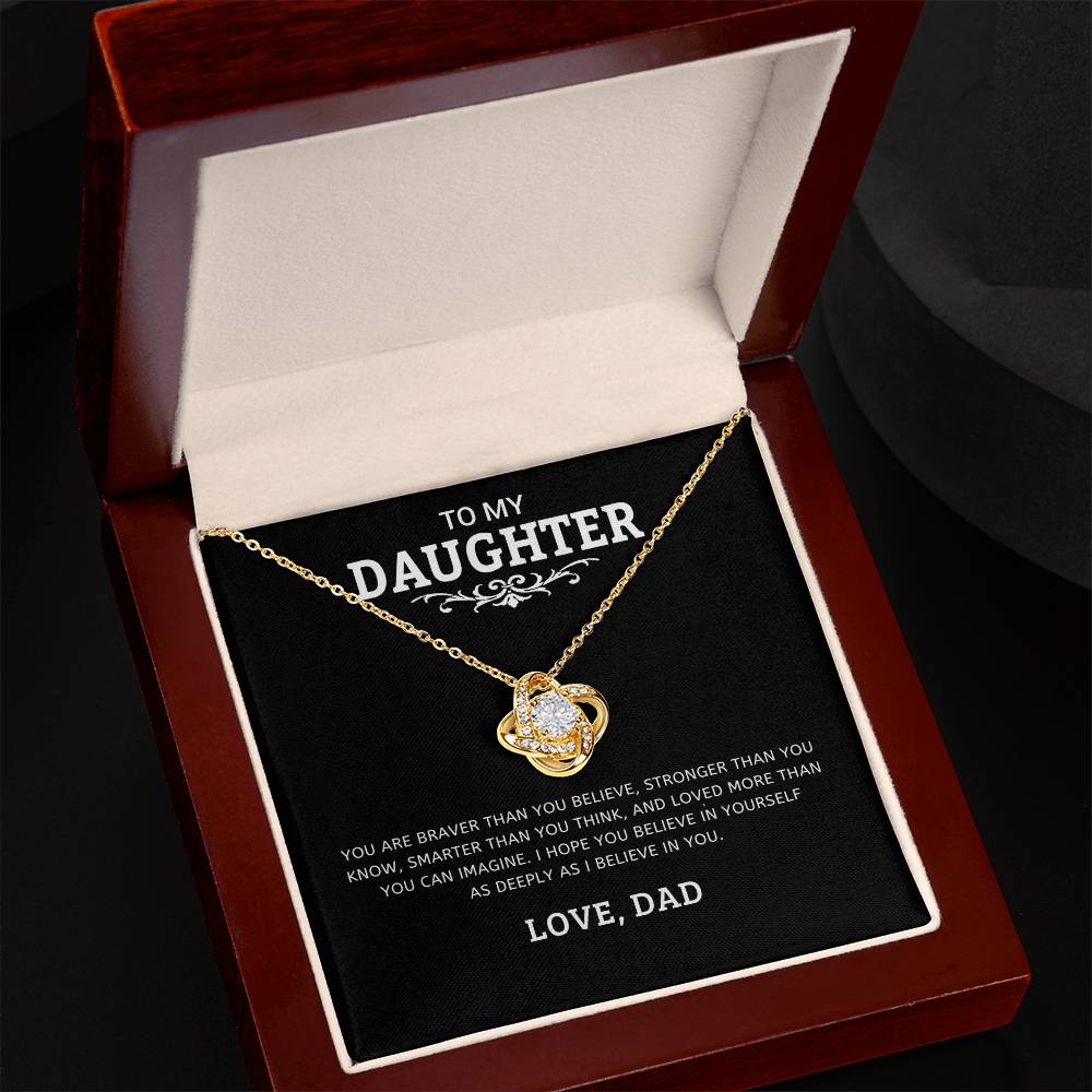 To My Daughter "I Believe In You" Knot Necklace