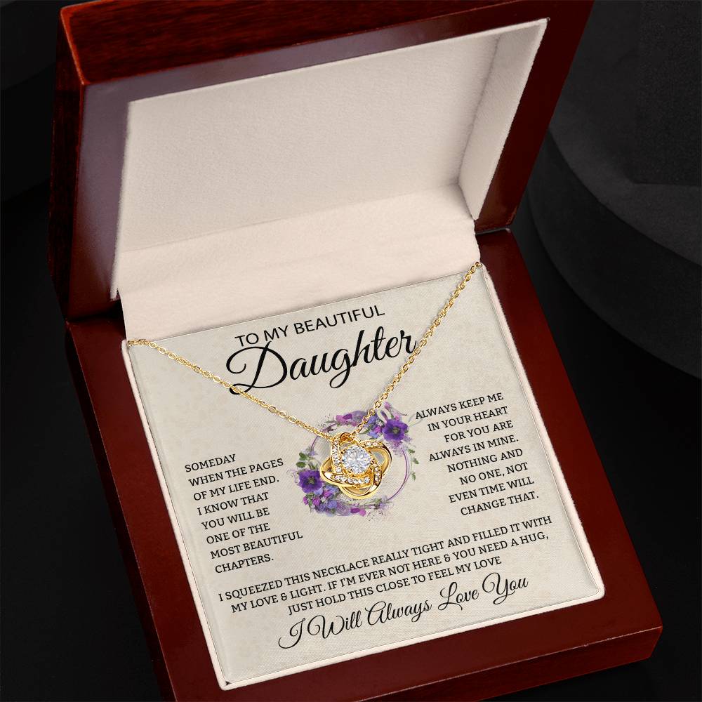 To My Daughter "I Will Always Love You" Knot Necklace