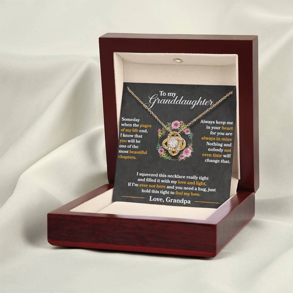 To My Granddaughter "Hold This Tight To Feel My Love" Knot Necklace
