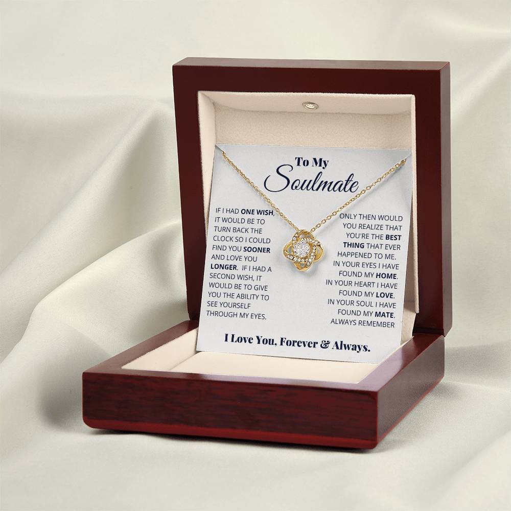 To My Soulmate "I Love You, Forever & Always" Knot Necklace