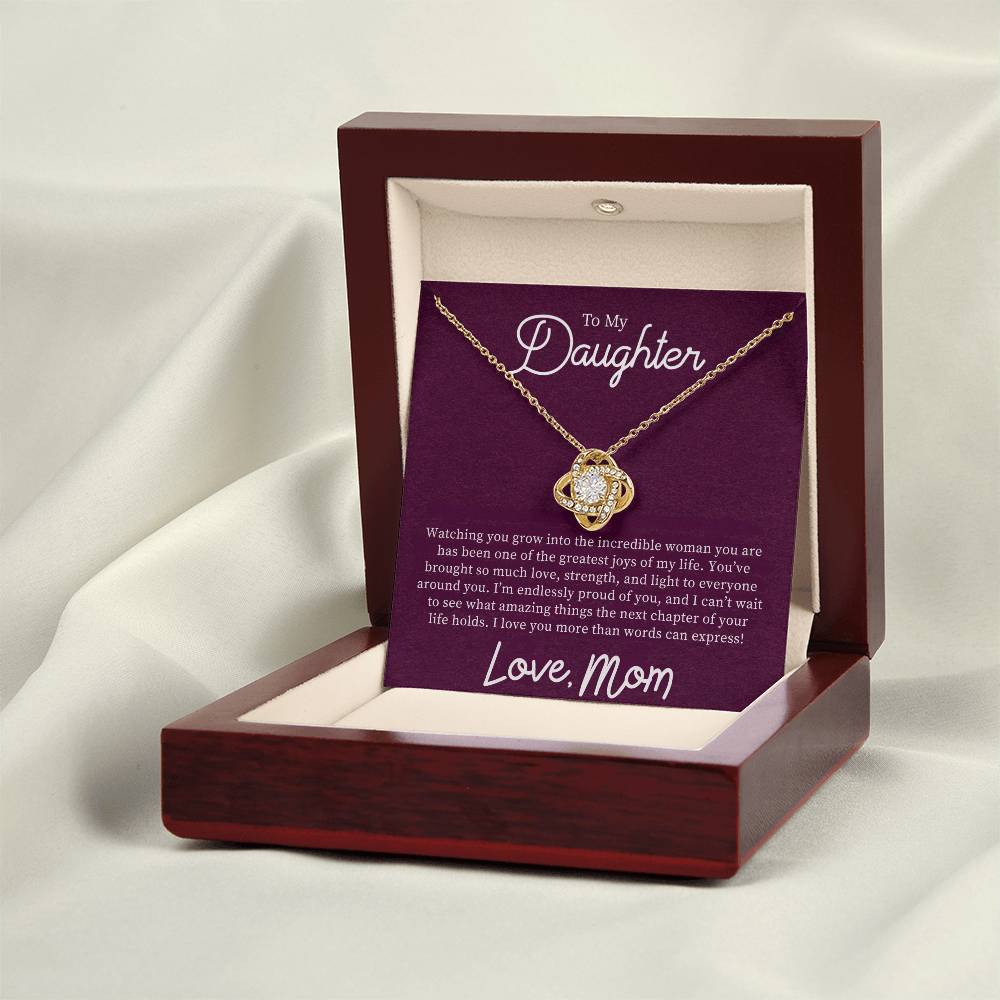 To My Daughter "I'm Endlessly Proud Of You" Knot Necklace