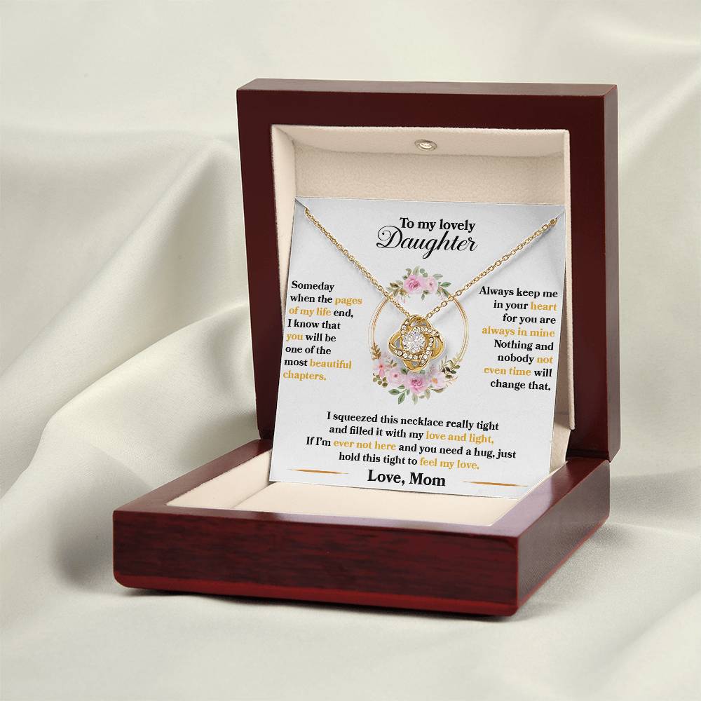 To My Lovely Daughter "Hold This Tight To Feel My Love" Knot Necklace