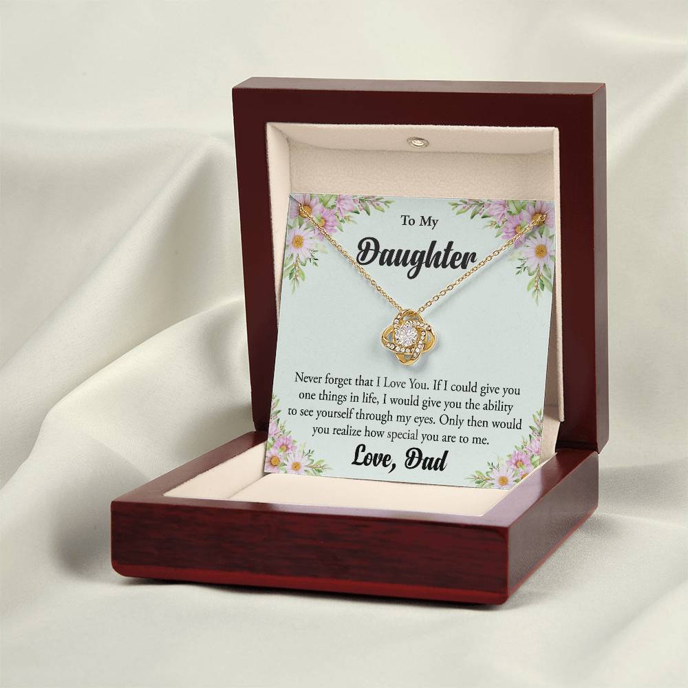 To My Daughter "Never Forget That I Love You" Knot Necklace
