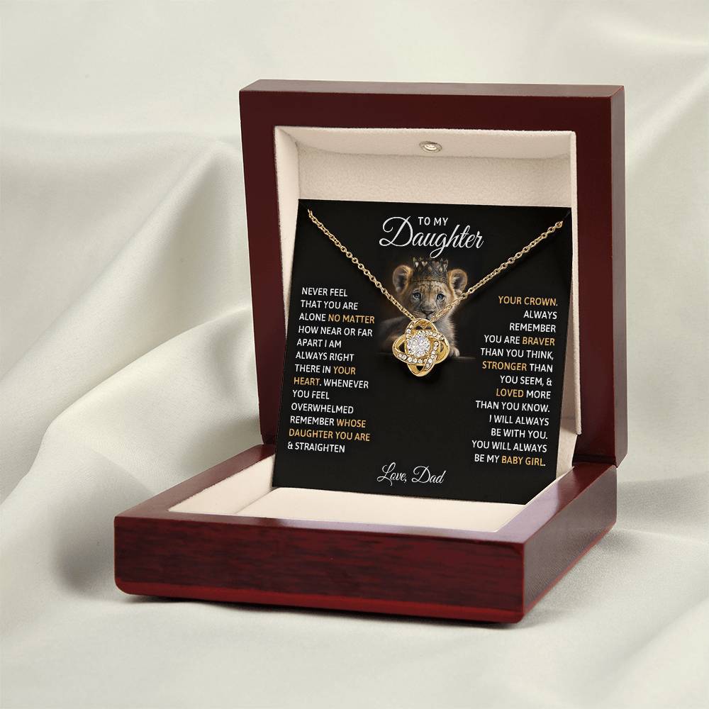 To My Daughter "You Will Always Be My Baby Girl" Knot Necklace