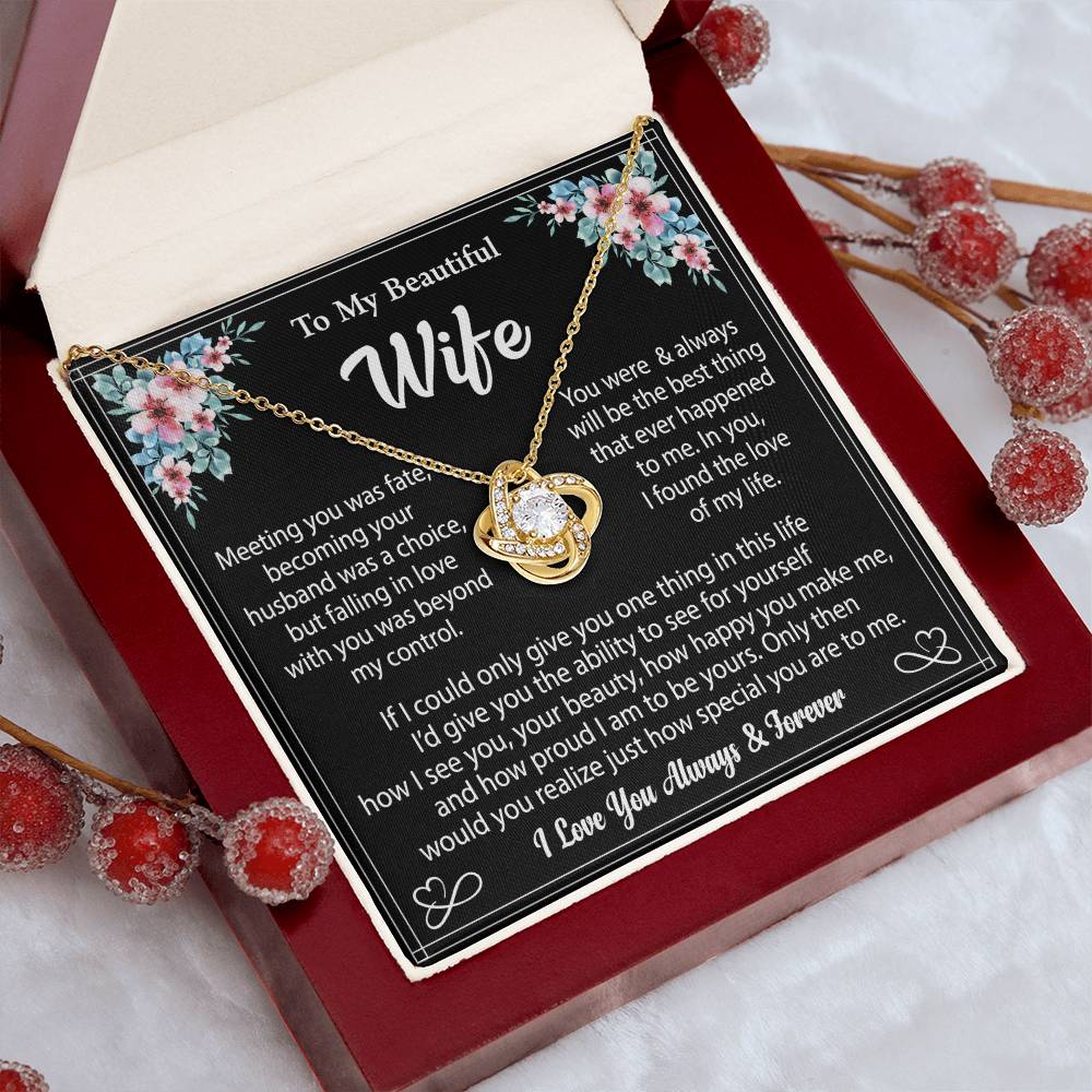 To My Wife "I Love You Always And Forever" Knot Necklace