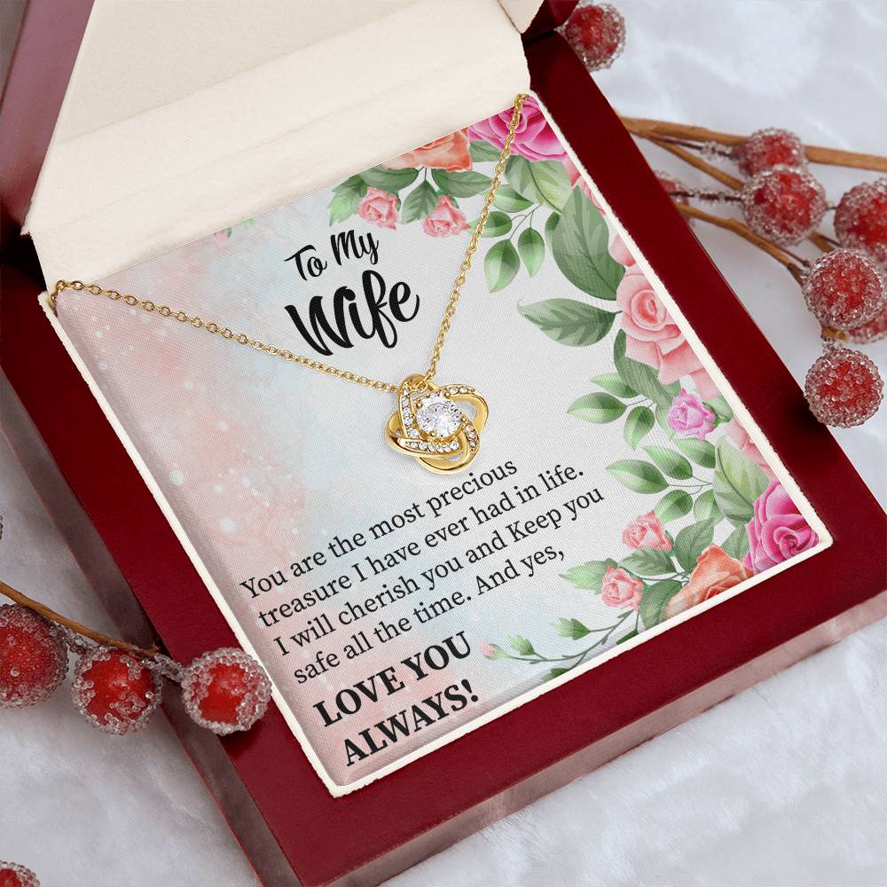 To My Wife "You Are The Most Precious Treasure" Knot Necklace