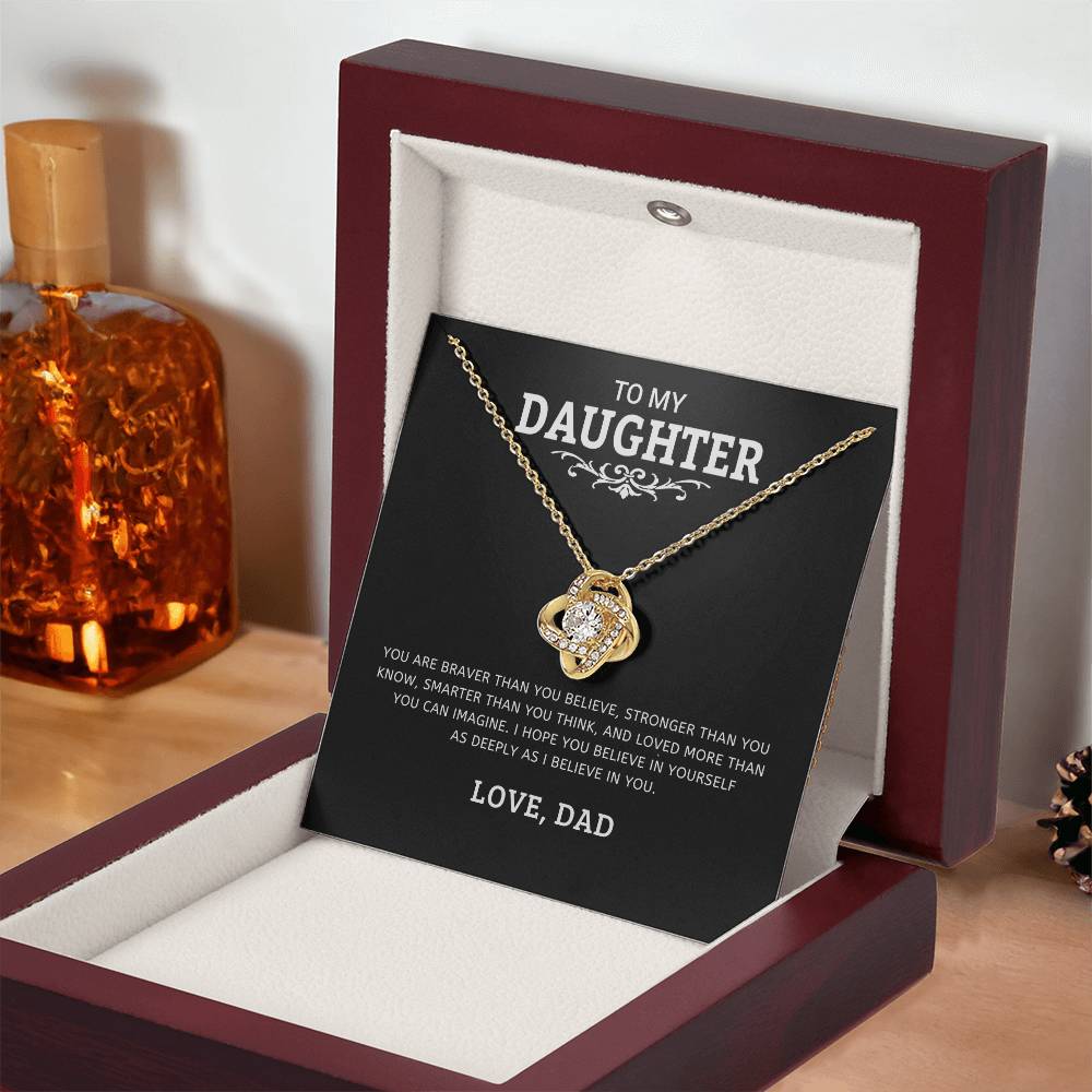 To My Daughter "I Believe In You" Knot Necklace