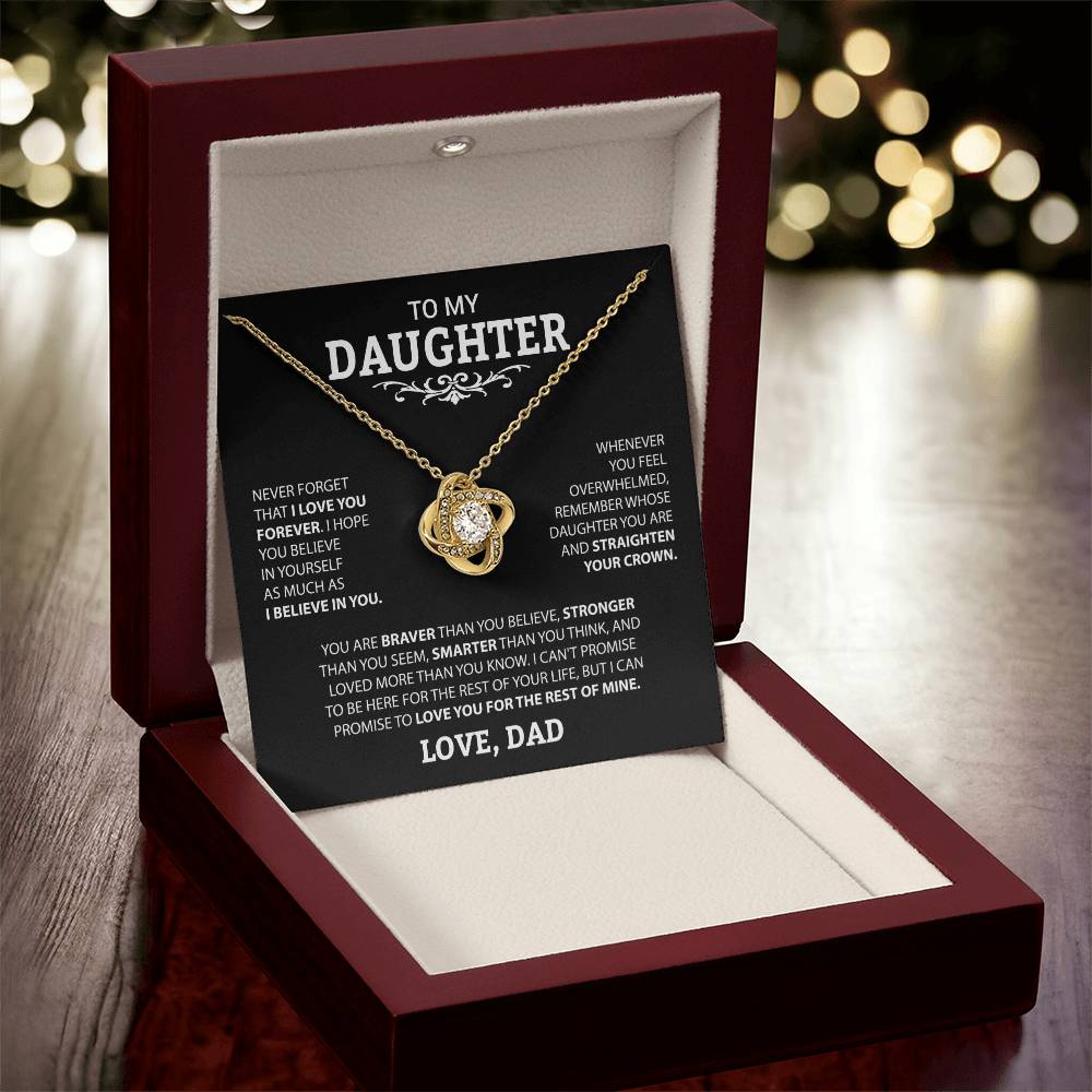 To My Daughter "Never Forget I Love You" Knot Necklace