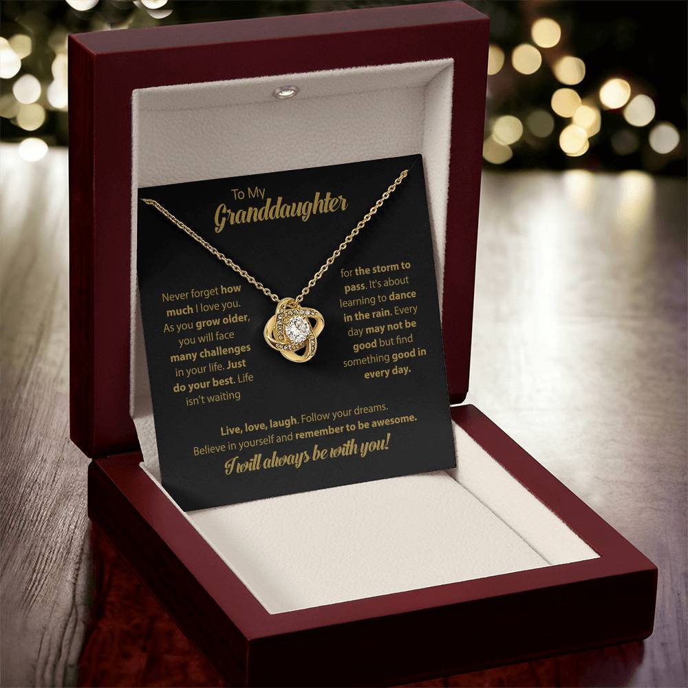 To My Granddaughter "Dance In The Rain" Knot Necklace