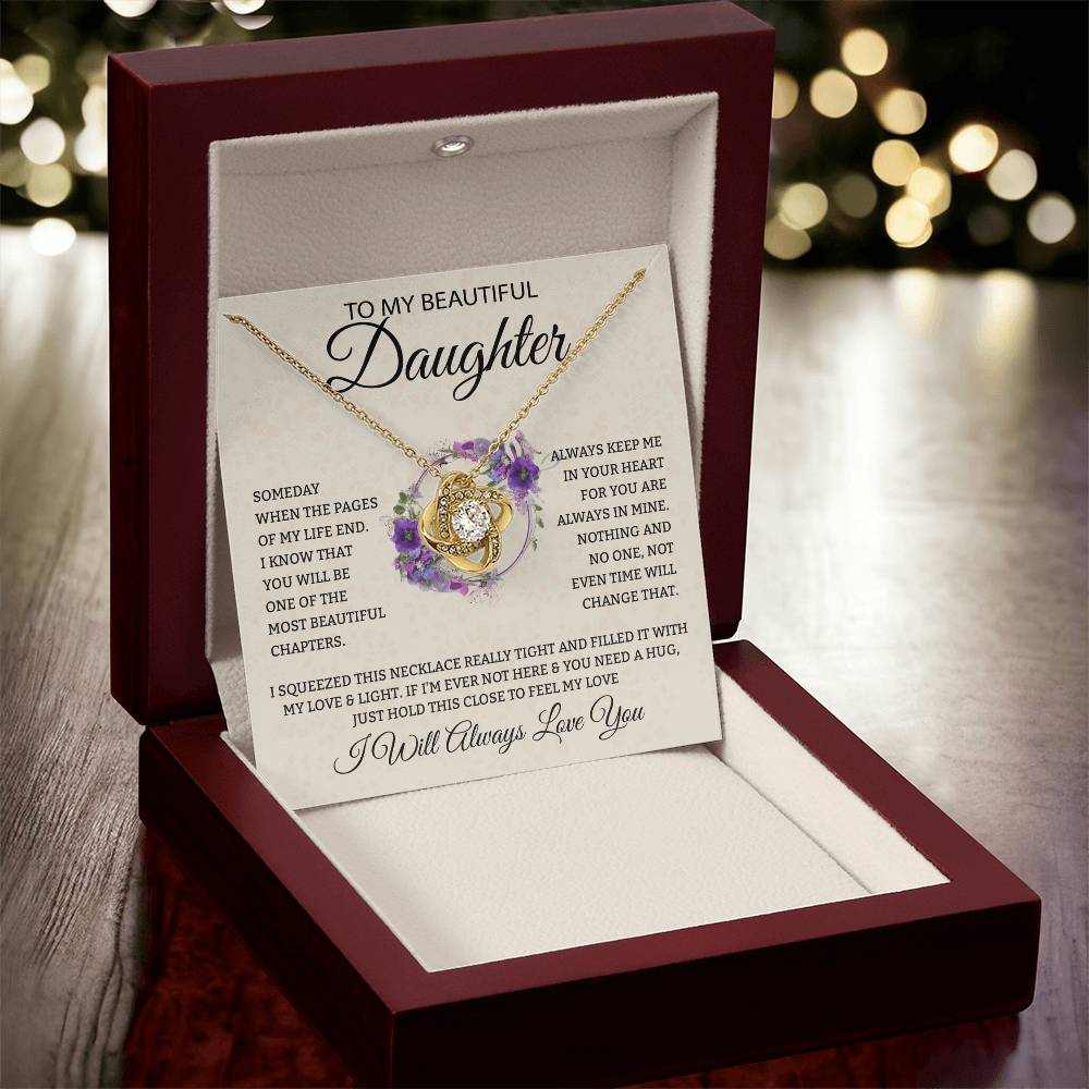 To My Daughter "I Will Always Love You" Knot Necklace