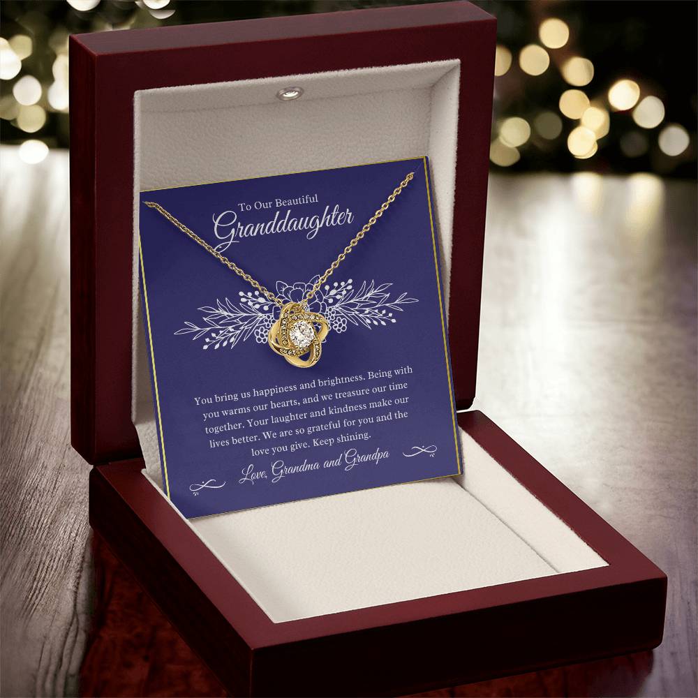 Gift For Granddaughter "You Bring Us Happiness" Knot Necklace
