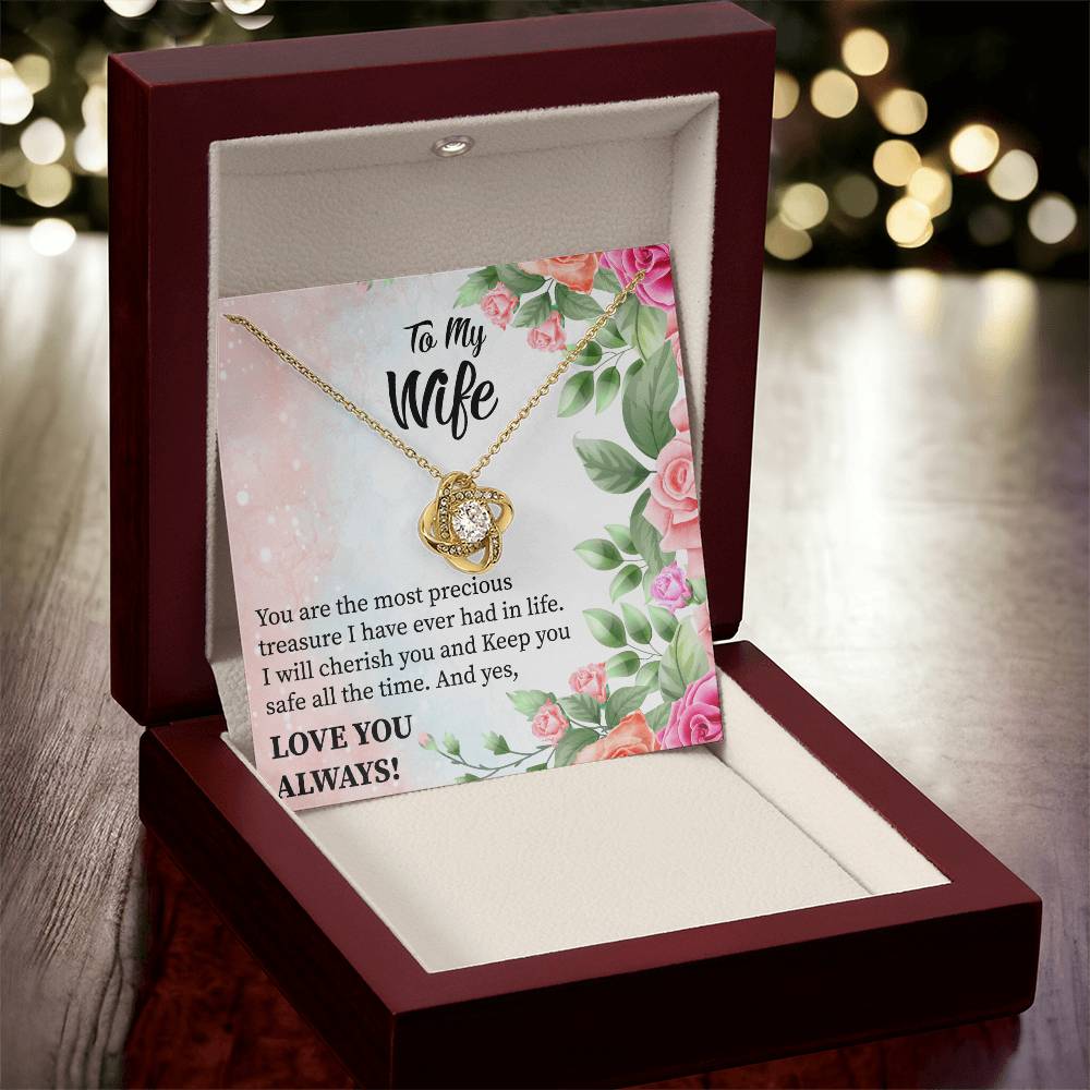 To My Wife "You Are The Most Precious Treasure" Knot Necklace