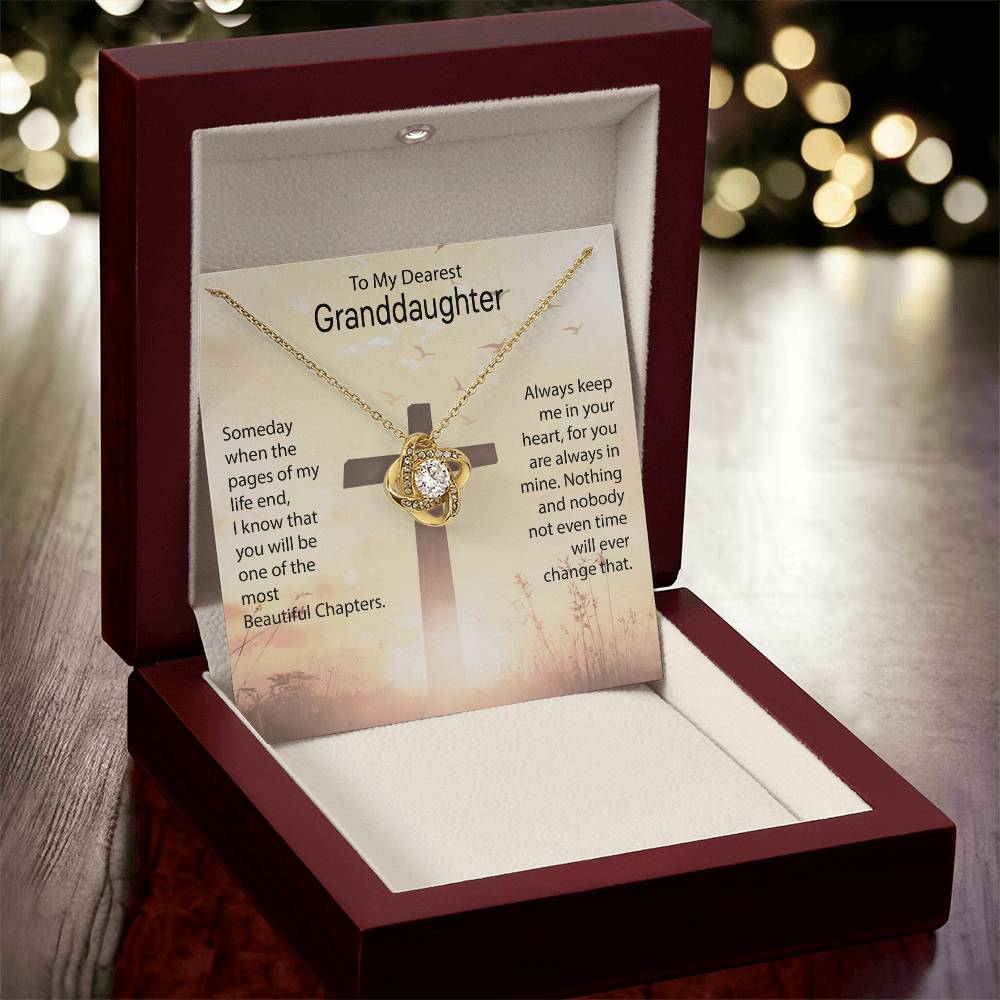 To My Granddaughter "Always Keep Me In Your Heart" Knot Necklace