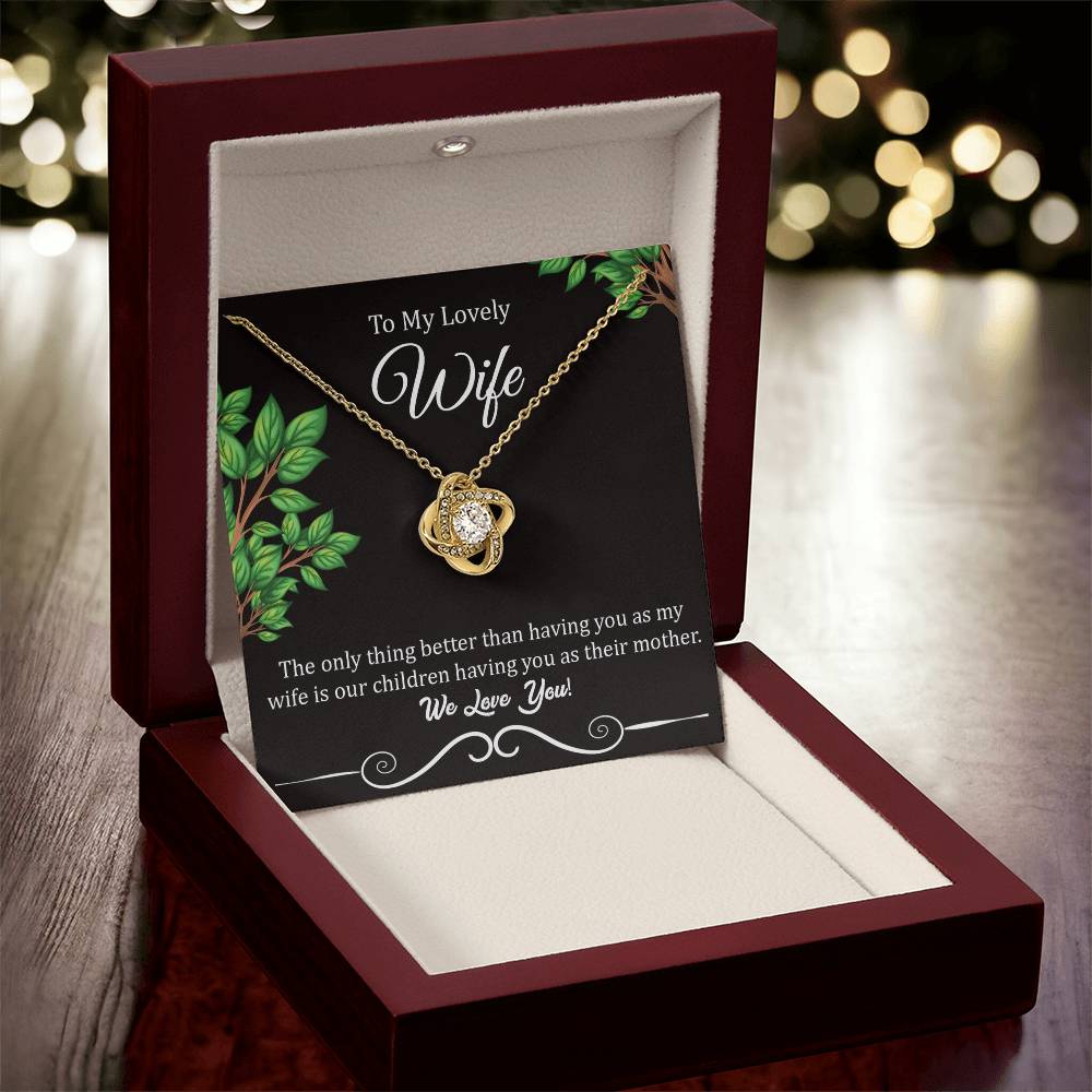To My Lovely Wife "We Love You" Knot Necklace