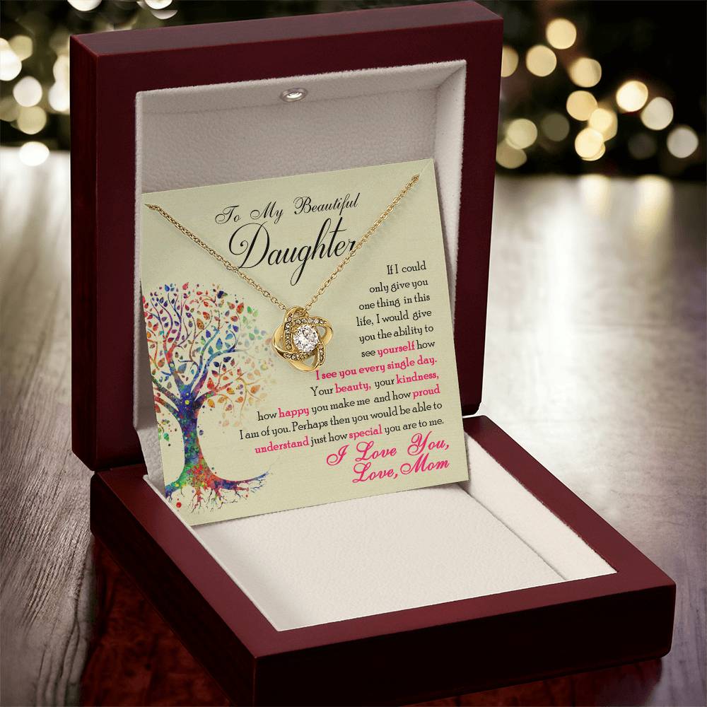 To My Beautiful Daughter "You Are Special To Me" Knot Necklace